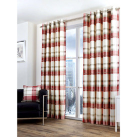 'Balmoral Check' Country Checked Pattern Pair of Eyelet Curtains