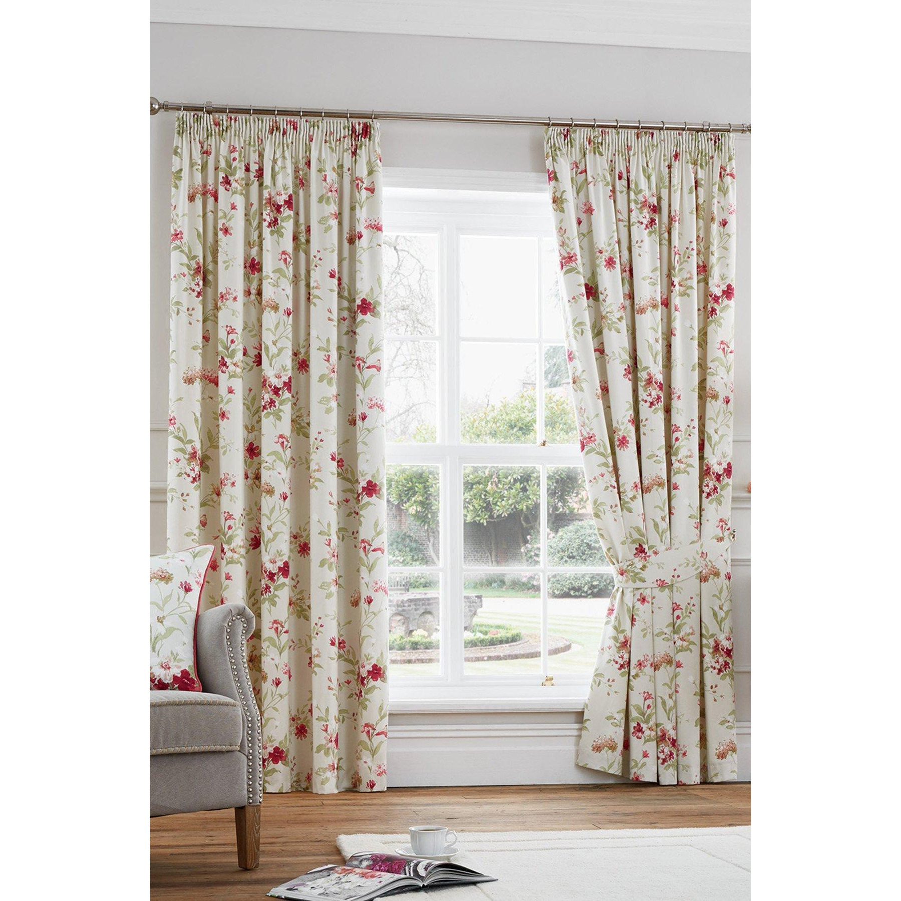 'Jeannie' 100% Cotton Light Filtering Pair of Pencil Pleat Curtains - image 1