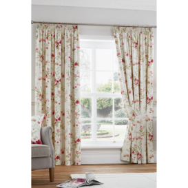 'Jeannie' 100% Cotton Light Filtering Pair of Pencil Pleat Curtains