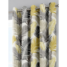 'Tropical' Exotic Palm Leaf Print 100% Cotton Eyelet Curtains - thumbnail 2