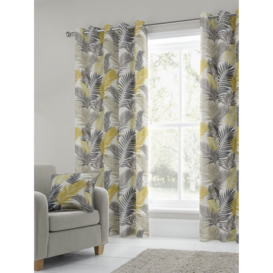 'Tropical' Exotic Palm Leaf Print 100% Cotton Eyelet Curtains