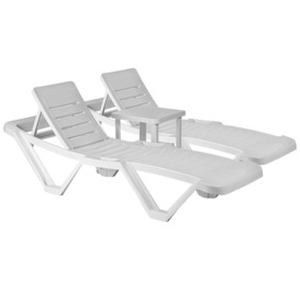 3 Piece Master Sun Loungers & Side Table Set - thumbnail 1