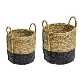Seagrass Log & Kindling Basket, Black, Set of 2 - thumbnail 2