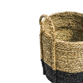 Seagrass Log & Kindling Basket, Black, Set of 2 - thumbnail 3
