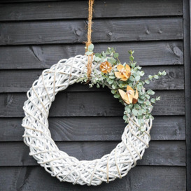 Rattan Wreath White Diam 40Cm