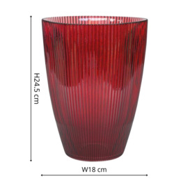 Burgundy Ribbed Tall Vase H24.5Cm W18Cm - thumbnail 3