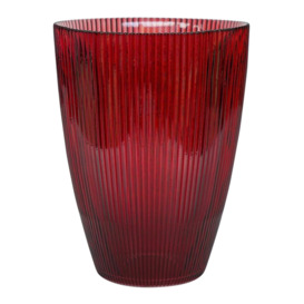 Burgundy Ribbed Tall Vase H24.5Cm W18Cm - thumbnail 1