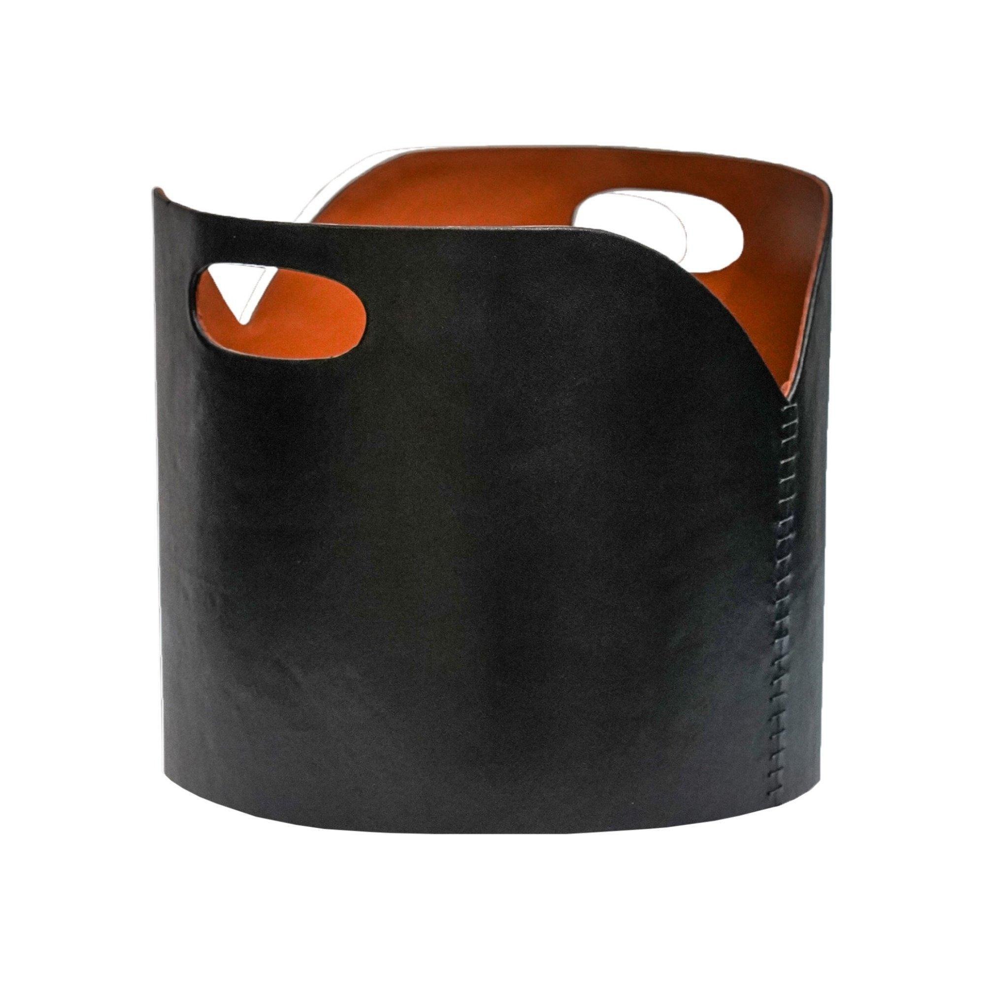 Black Faux Leather Log Bucket H30cm W40cm - image 1