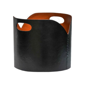 Black Faux Leather Log Bucket H30cm W40cm - thumbnail 1