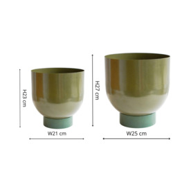 Ivyline Indoor Austin Dual Green Metal Planters Set of 2 *extra large* - thumbnail 3