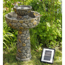 Cobbled Solar 2-Tier Bird Bath Water Fountain UV Frost Resistant 68cm