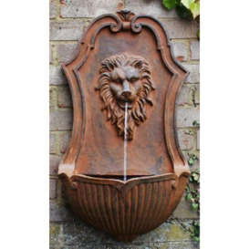 Wall Fountain Water Feature Antique Effect Gentle Lion Head 75cm - thumbnail 3