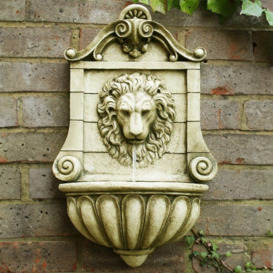 King Lion Head Water Feature Wall Fountain Stone Effect Outdoor 50cm - thumbnail 1