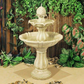 Cascading Water Feature Antique Ivory 2 Tier Self Contained 98cm