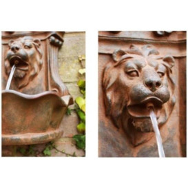 Small Dark Brown Lions Head Wall Mounted Fountain Water Feature - thumbnail 3