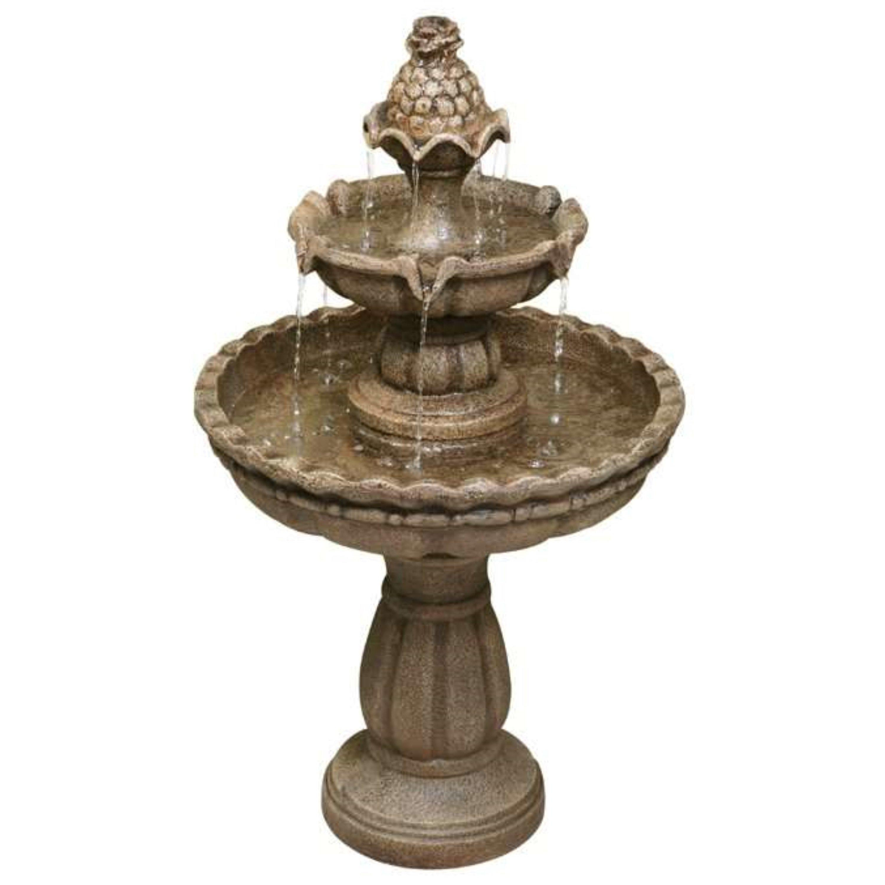 Tiered Water Fountain Feature Stone Effect 2 Tier Outdoor Jata 93cm - image 1