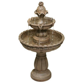 Tiered Water Fountain Feature Stone Effect 2 Tier Outdoor Jata 93cm - thumbnail 3