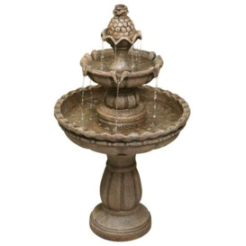 Tiered Water Fountain Feature Stone Effect 2 Tier Outdoor Jata 93cm - thumbnail 1