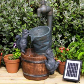 Solar 'Squirrels Buckets and Tap' Water Feature Waterfall 72cm