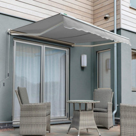 Half Cassette Patio Awning Retractable Canopy Manual Shade 3.0m x 2.5m