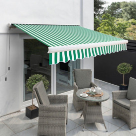 Retractable Manual Full Cassette Patio Awning Garden Canopy 3m x 2.5m - thumbnail 1