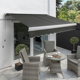 Retractable Manual Full Cassette Patio Awning Garden Canopy 3m x 2.5m - thumbnail 1