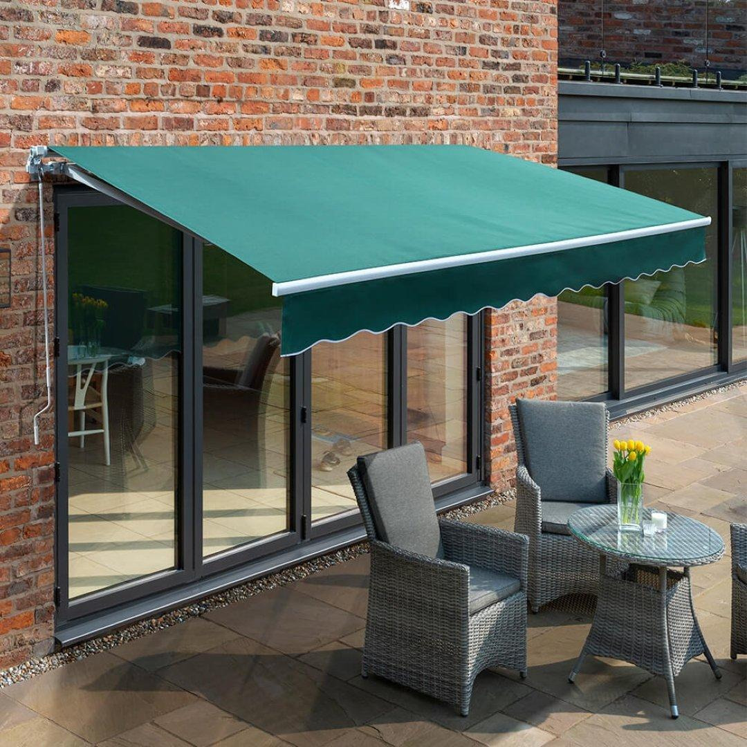 Manual Patio Awning Retractable Sun Shade Garden Covering 3.5m x 2.5m - image 1