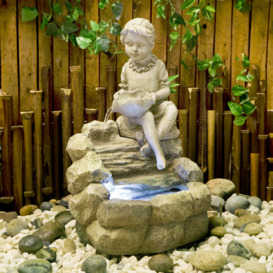 Girl Pouring Water Feature Fountain with LED Lights by Ambiente H42cm