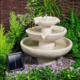 Solar Powered Ivory 3 Tiered Round Cascading Water Feature 44cm