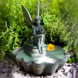 Fairy Statue Water Feature Sculpture Fountain Solar Powered LED Lights