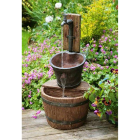 Bucket Tap Water Feature Fountain Waterfall Cascade Oak Effect 62cm - thumbnail 2