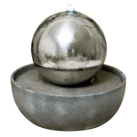 Eclipse Sphere Stainless Steel Water Feature with Lights 76cm