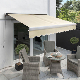 Half Cassette Patio Awning Retractable Canopy Manual Shade 3.5m x 2.5m