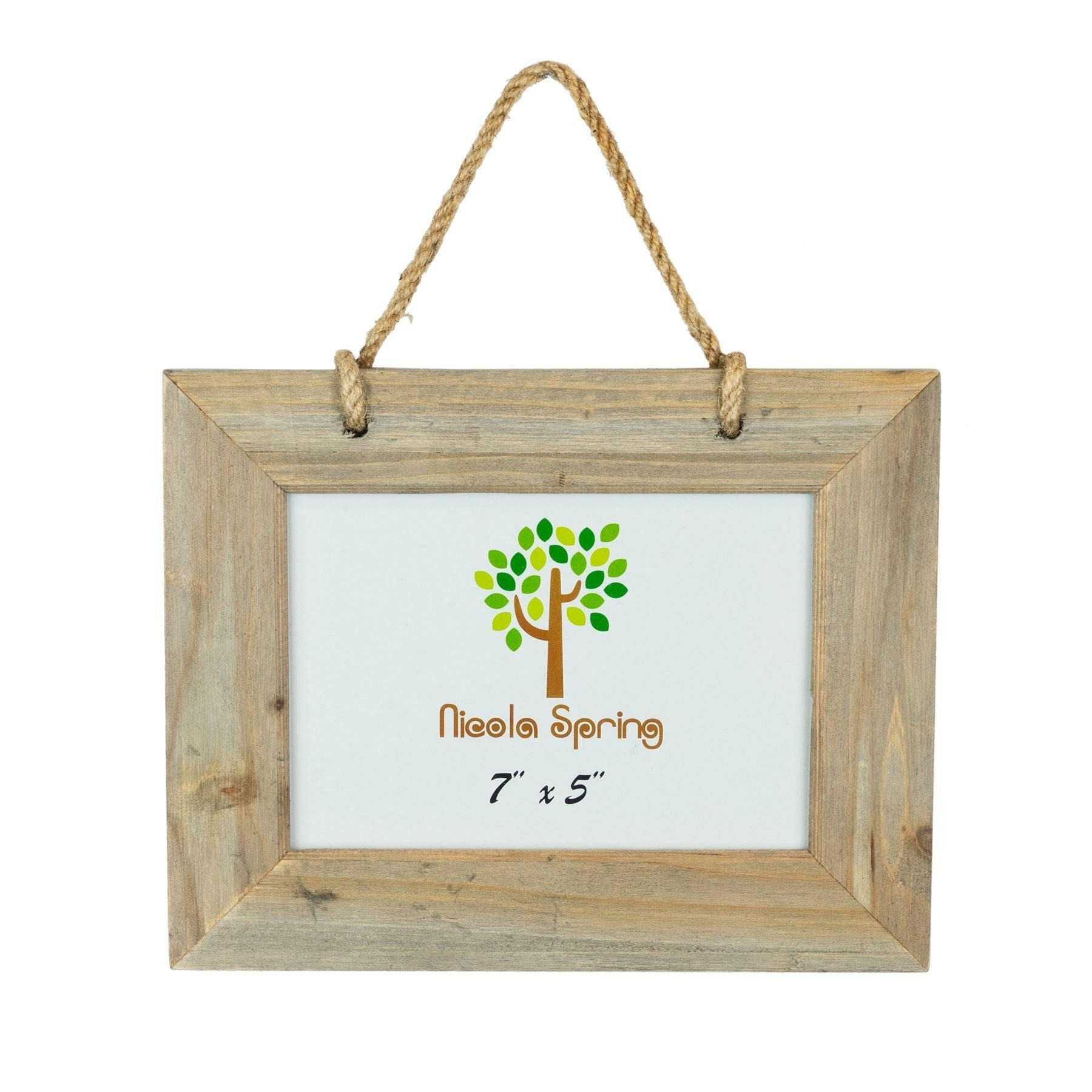 "Natural 7x5"" Rustic Wooden Hanging Photo Frame" - image 1