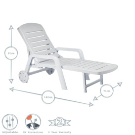 Palamos 3 Position Sun Loungers White Pack of 2 - thumbnail 3