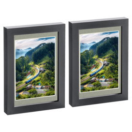"Photo Frames with 4x6"" Mount - 5x7"" - Black - Pack of 2"