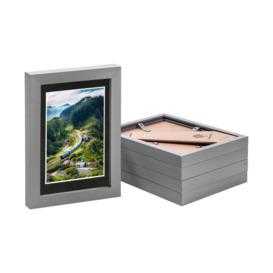 "Photo Frames with 4"" x 6"" Mount - 5"" x 7"" - Grey - Pack of 5"
