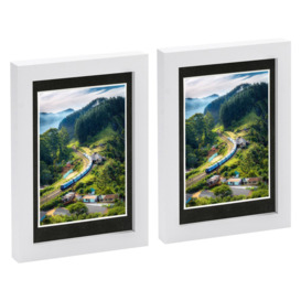"Photo Frames with 4"" x 6"" Mount - 5"" x 7"" - White - Pack of 2"