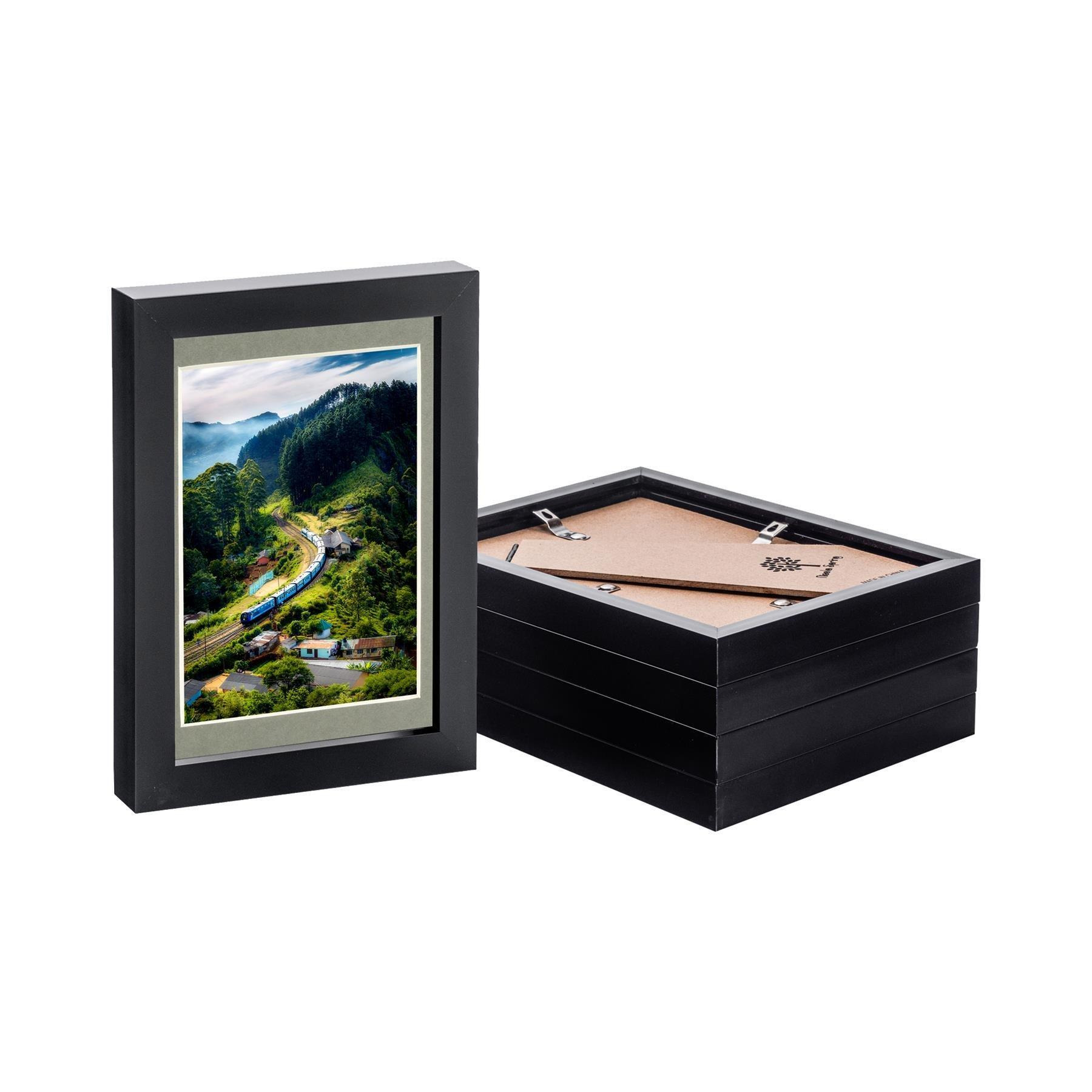 "Photo Frames with 4"" x 6"" Mount - 5"" x 7"" - Black - Pack of 5" - image 1