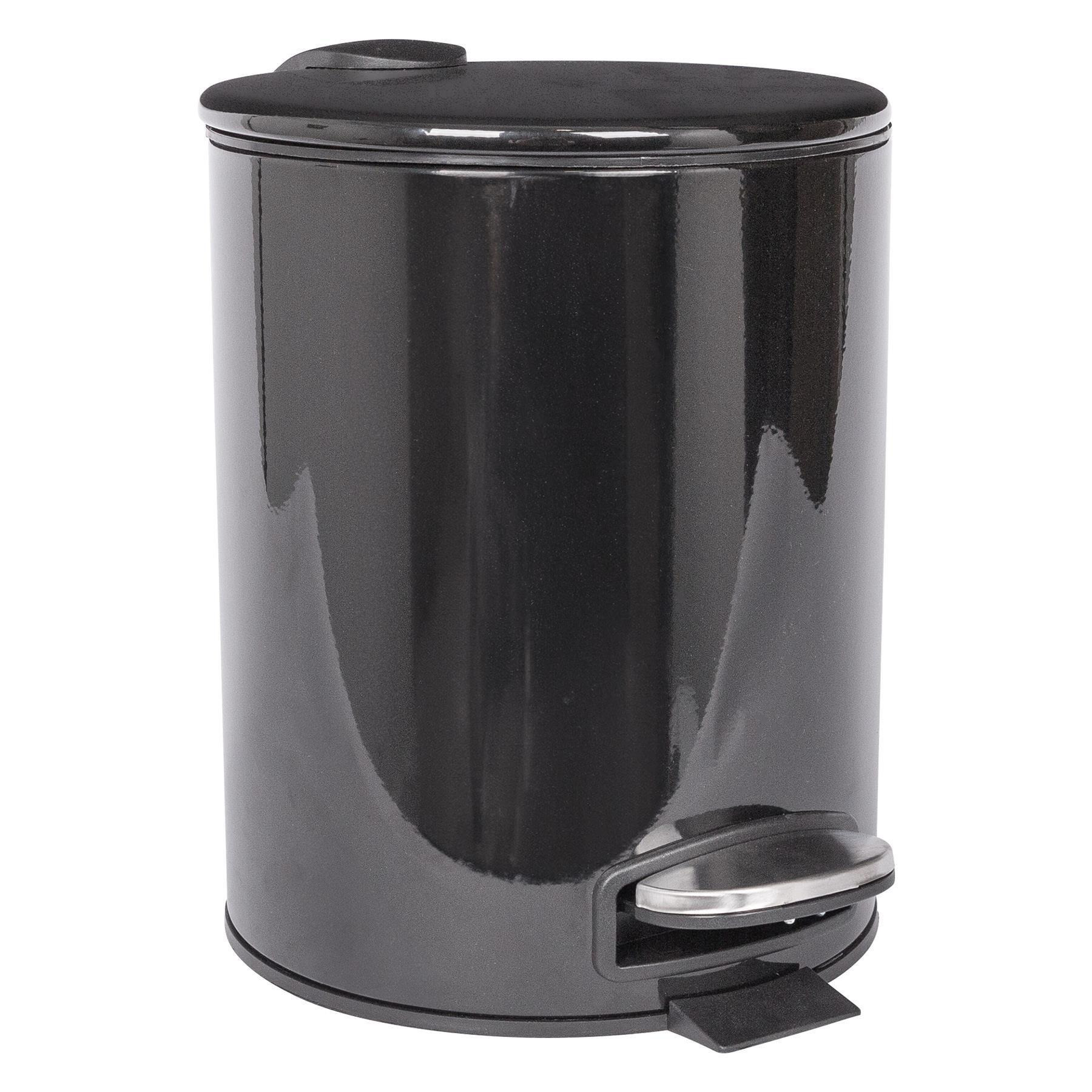 Round Stainless Steel Pedal Bin - 5L - Black - image 1
