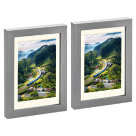 "Photo Frames with 4"" x 6"" Mount - 5"" x 7"" - Grey - Pack of 2"
