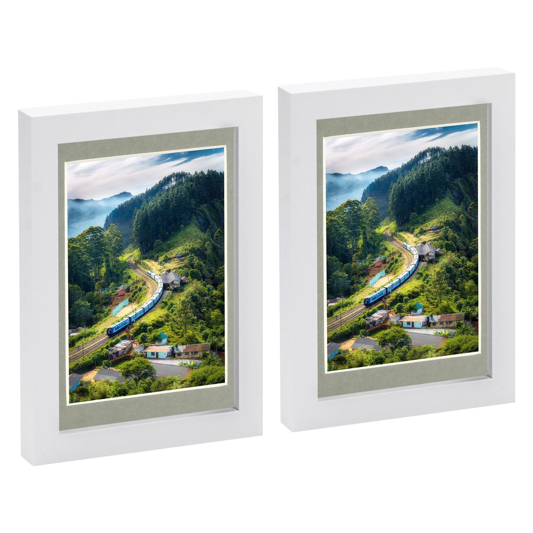 "Photo Frames with 4"" x 6"" Mount - 5"" x 7"" - White - Pack of 2" - image 1