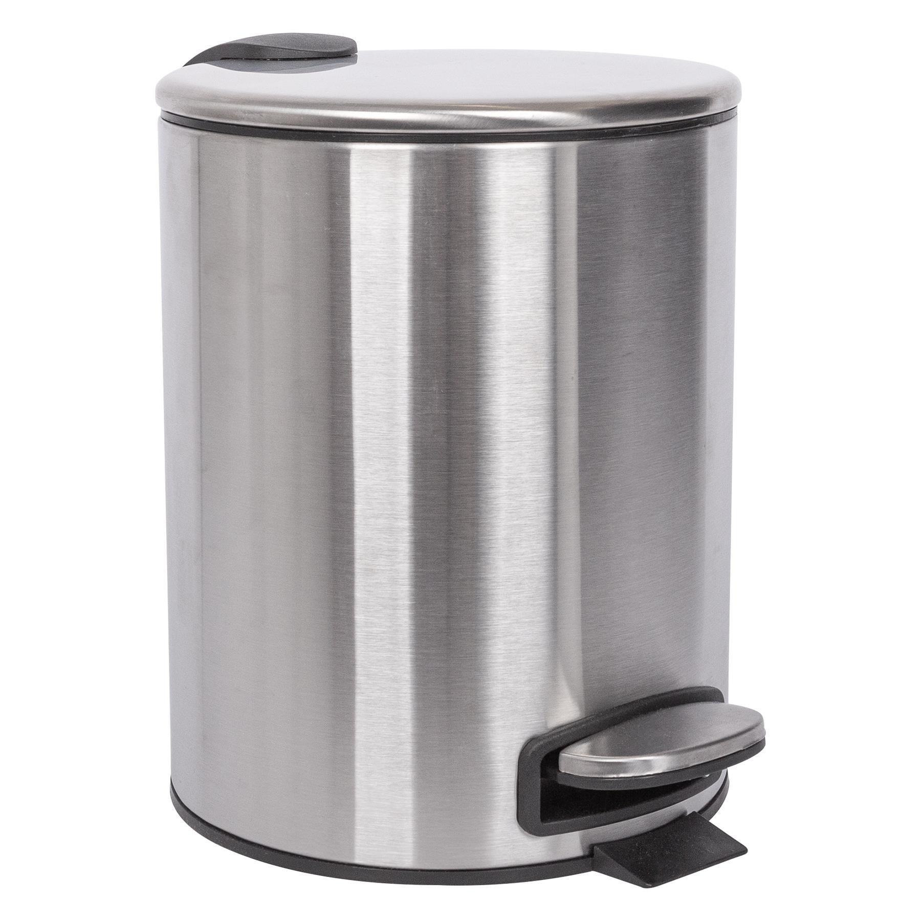 Round Stainless Steel Pedal Bin - 5L - Brushed - image 1