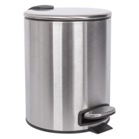 Round Stainless Steel Pedal Bin - 5L - Brushed - thumbnail 1