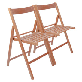 Beech Wood Folding Chairs Pack of 2 - thumbnail 1