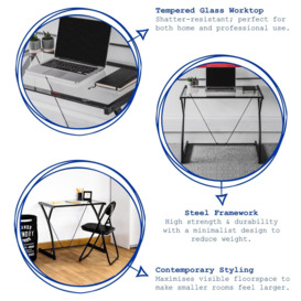 Glass Top Desk & Chair Set White/White - thumbnail 2