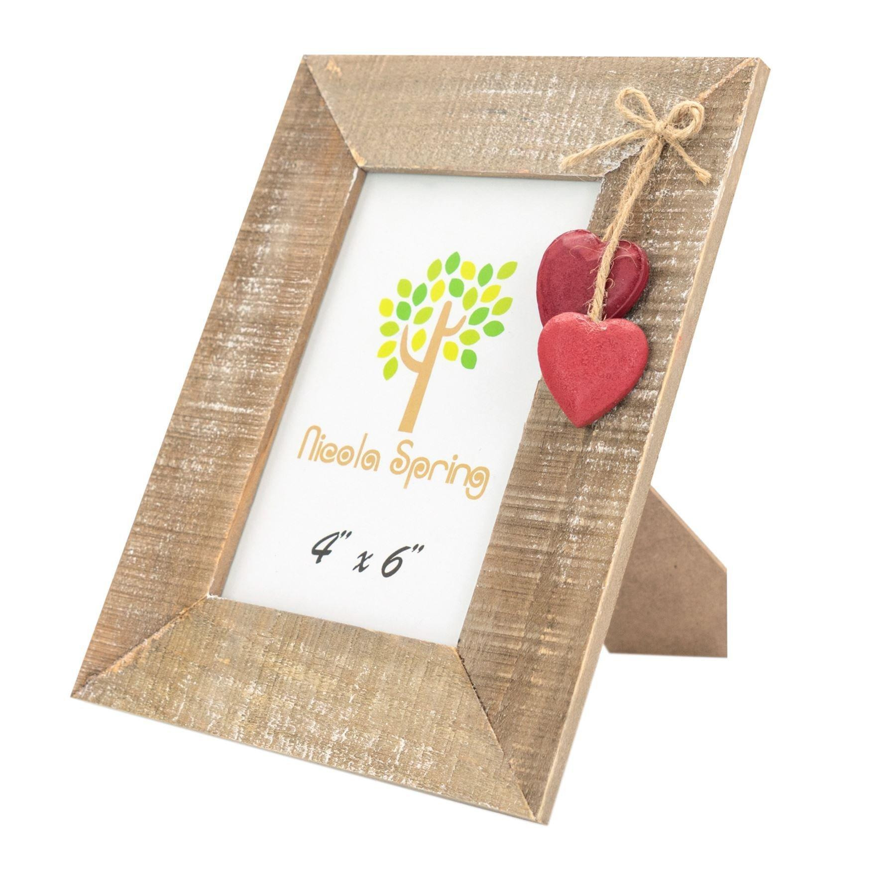 "Natural 4x6"" Rustic Red Hearts Photo Frame" - image 1