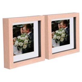 "Light Brown 6x6"" 3D Box Photo Frames 4x4"" - x2"