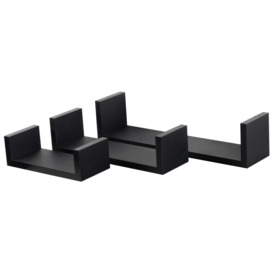 Modern U Shaped Floating Wall Shelves - 42cm - Pack of 6