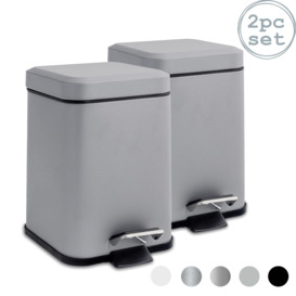 Square Bathroom Pedal Bins 3 Litre Pack of 2